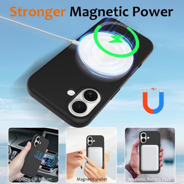 iPhone 17 Shockproof Silikon Skal med MagSafe Svart