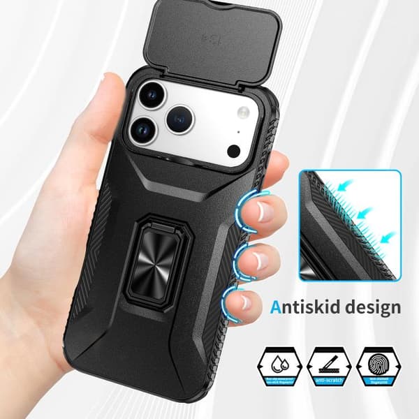 iPhone 18 Pro Max / iPhone 17 Pro Max Skal med Sliding Camshield Holder Svart