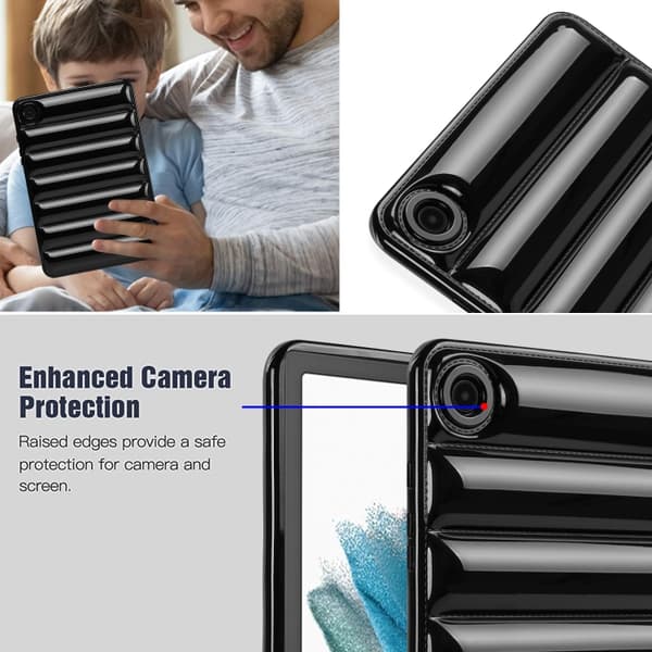 Samsung Galaxy Tab A7 Lite T220/T225 Stötsäker Fodral med Eiderdown Kudde Svart