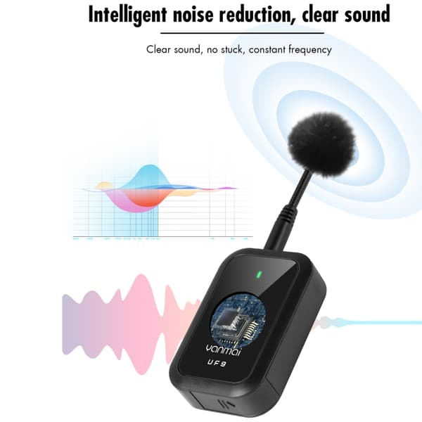 Yanmai UF9 Broadcast Trådlös Lavalier Mikrofon Mini Clip-on Mic