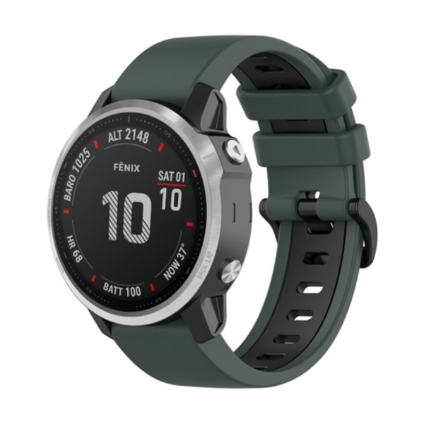 För Garmin Fenix ​​6S Pro 22 mm silikon watch i två färger Olive Green-Black