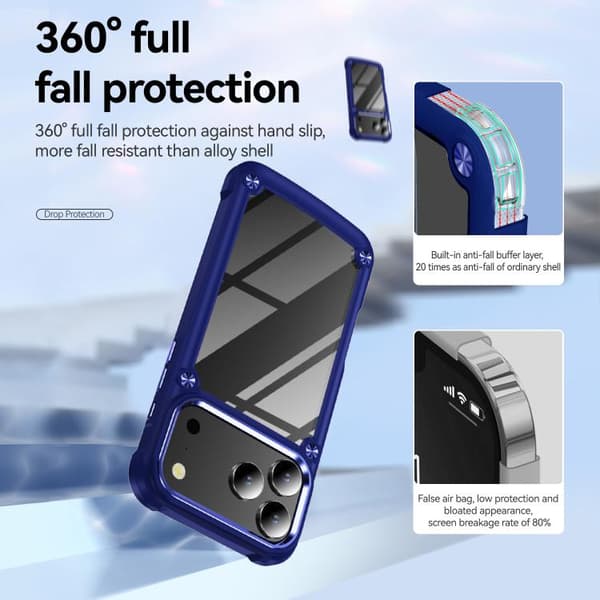 iPhone 18 Pro Max / iPhone 17 Pro Max Skal med TPU + PC Linsskydd Blå