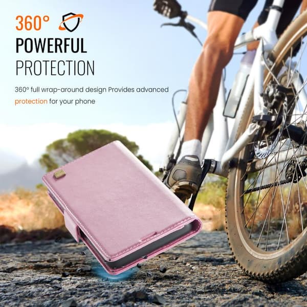 för Pixel 9a Skal - AutSpace A11 Sidobuckle MagSafe Magnetisk RFID Läderfodral Roséguld