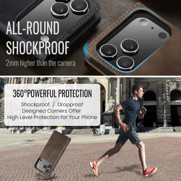 iPhone 18 Pro / iPhone 17 Pro Skal Läderfodral Multifunktionell Horisontell Flip Kaffe