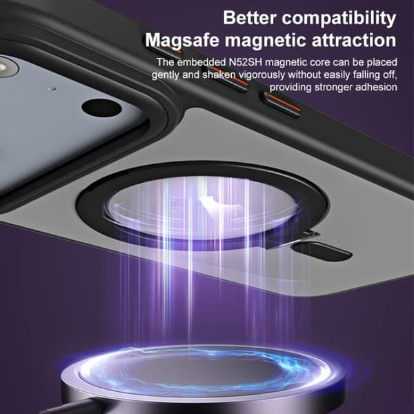 iPhone 18 Pro Max / iPhone 17 Pro Max Skal med Airbag MagSafe Stötsäker Frostad och Fällbart Stöd Svart