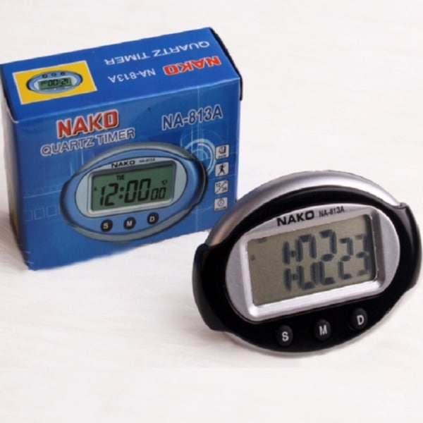 2 st bärbar elektronisk bilklocka test sportklocka liten väckarklocka stoppur (oval)