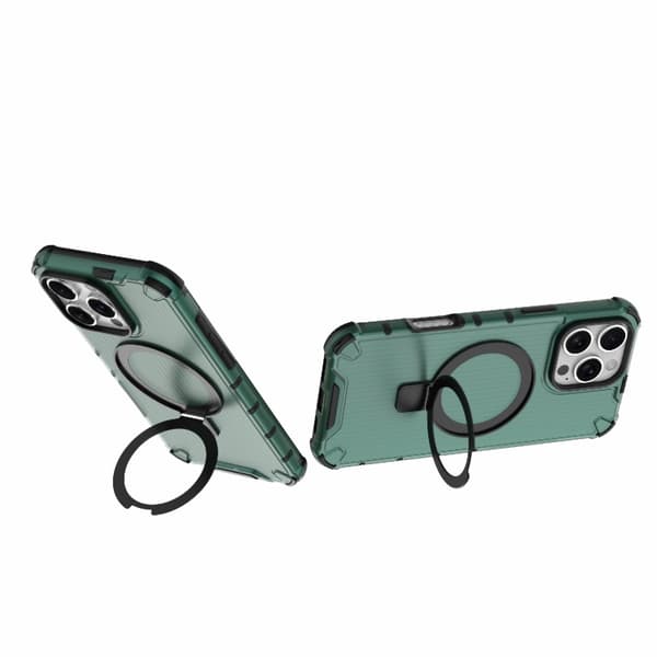 iPhone 16 Pro Max Shockproof Grating Holder Skal - Hållbar och Stöttålig Mobilskal Grön