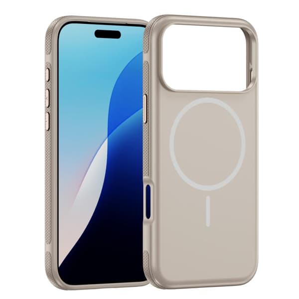 iPhone 18 Pro / iPhone 17 Pro Magsafe Imitation Original PC Hybrid TPU Skal Beige Grå