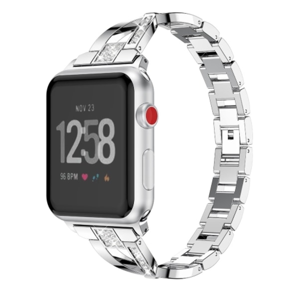 För Fitbit Versa / Fitbit Versa 2 / Fitbit Versa Lite Edition Universal X-formad metallrem Silver