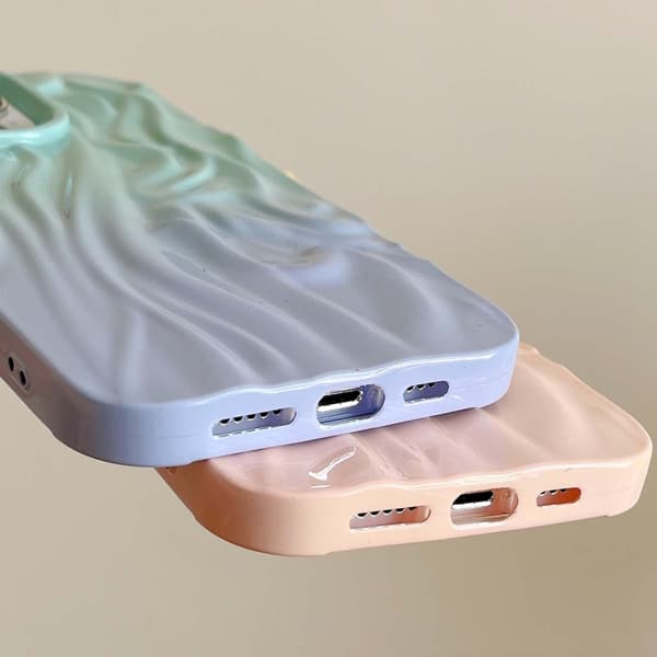 iPhone 16 Pro Max Wrinkle Gradient Oily Feel TPU Skal Blågrön
