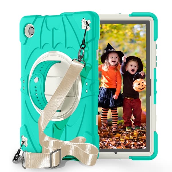 Samsung Galaxy Tab A8 Bat Hand Grip Ställning Tabletfodral Mintgrön Vit