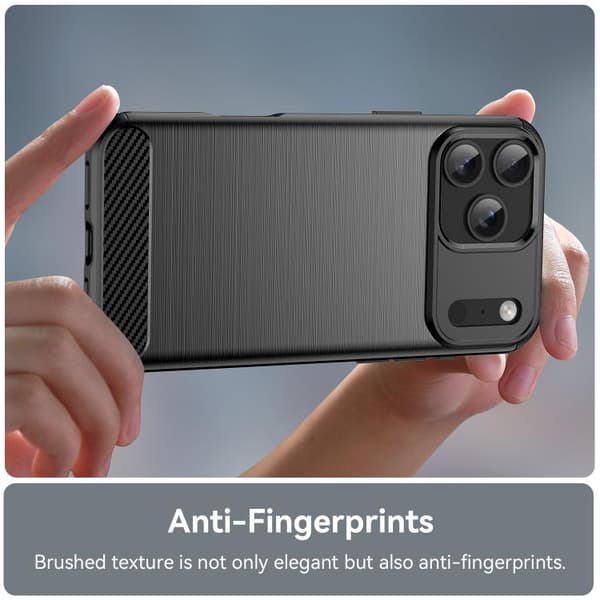 iPhone 18 Pro Max / iPhone 17 Pro Max Skal - Borstad Textur av Kolfiber TPU Svart