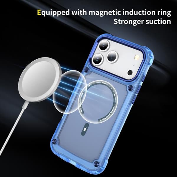 iPhone 18 Pro Max / iPhone 17 Pro Max Skal - TPU + PC med MagSafe Magnetisk Transparent blå