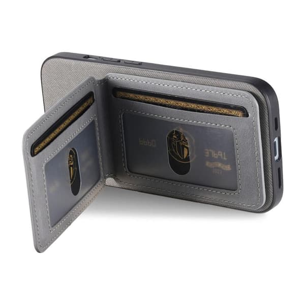 iPhone 18 Pro Max / iPhone 17 Pro Max Skal - Twilltyg Läder Vertikal Flip RFID Kortväska Grå