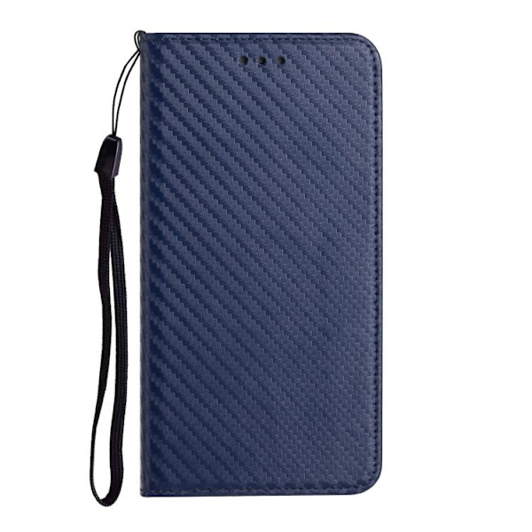 Redmi Note 14 Pro 4G - Magnetisk Flip Läderfodral med Kolfibertextur Blå