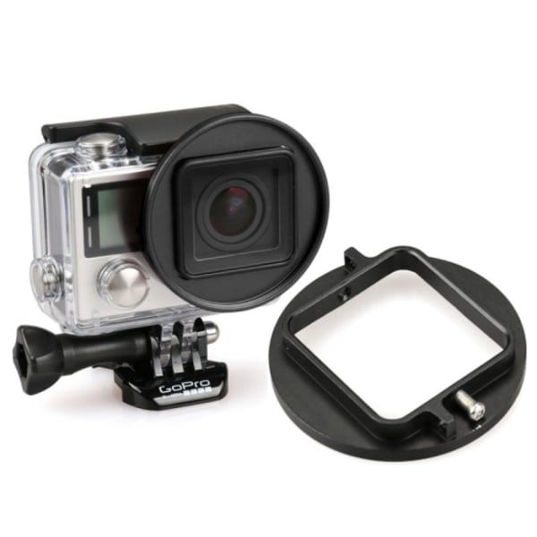 52mm UV-linsfilteradapterring för GoPro HERO 4 / 3+ Rig Cage Case Mount Svart