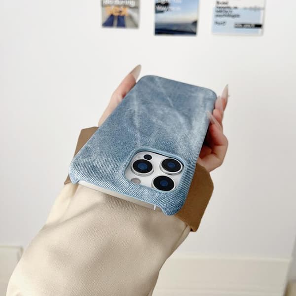 iPhone 17 Skal - Denim med MagSafe Magnetisk PC + PU Ljusblå