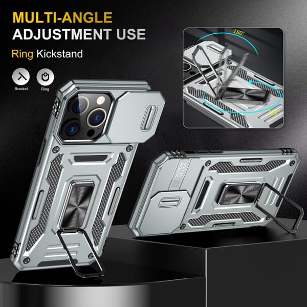 iPhone 16 Pro Max Skal med Armor PC + TPU Kameraskydd Grå