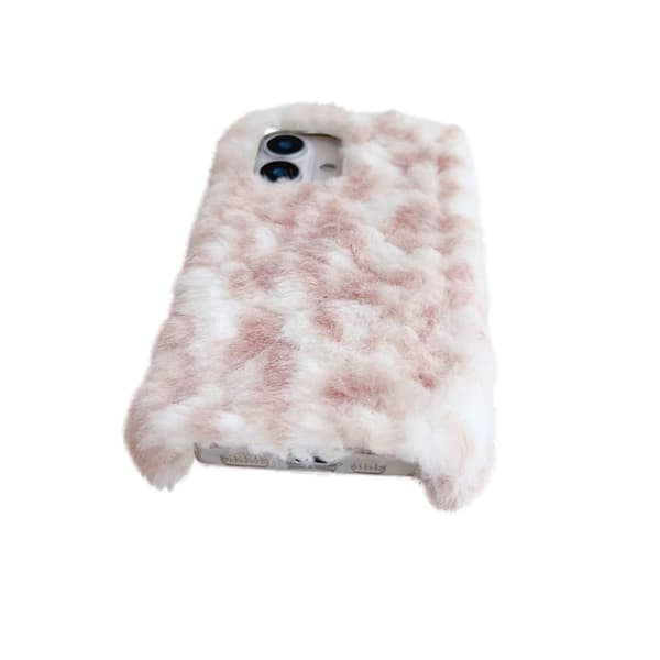 iPhone 16 Pro Leopard Print Plush TPU Skal Ljusgul