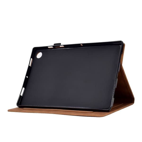 Samsung Galaxy Tab A9 / A11 Prägad Smile Flip Smart Läderfodral Brun