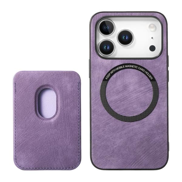 iPhone 18 Pro Max / iPhone 17 Pro Max Retro Läder Kortväska Magnetisk Skal Purpur