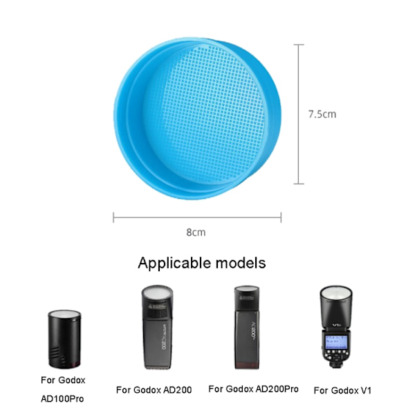 Rund ljus huvud universell SLR-kamera topp varm sko ljus tvålbox, för Godox V1/AD100Pro/AD200/AD200Pro Blå