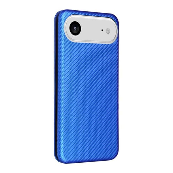 iPhone 17 Air Skal läderfodral - kolfibertextur Blå