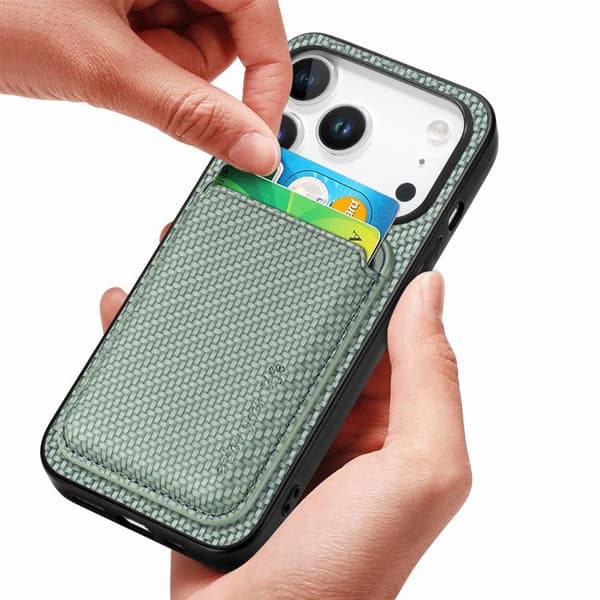 iPhone 18 Pro Max / iPhone 17 Pro Max Skal - kolfiberläder med MagSafe Grön