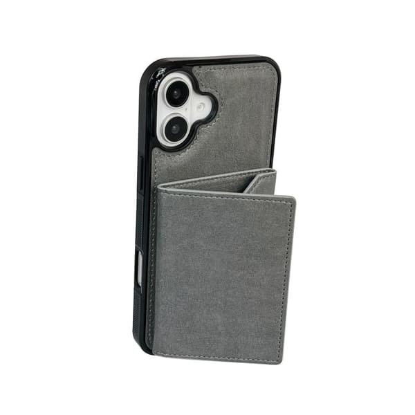 iPhone 17 Skal med Solid Färg och Metallspänne för Kortfack Grå