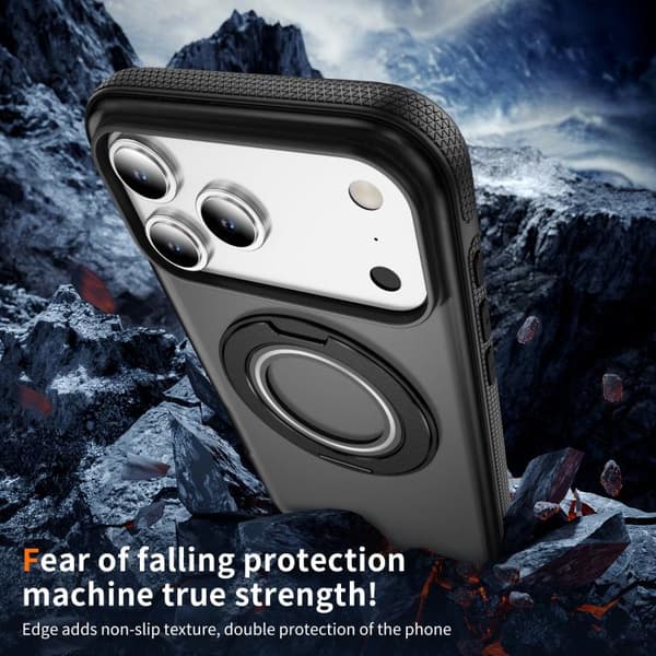 iPhone 18 Pro Max / iPhone 17 Pro Max Skal - Translucent PC Gear Holder med C MagSafe Ljusgrå + Svart