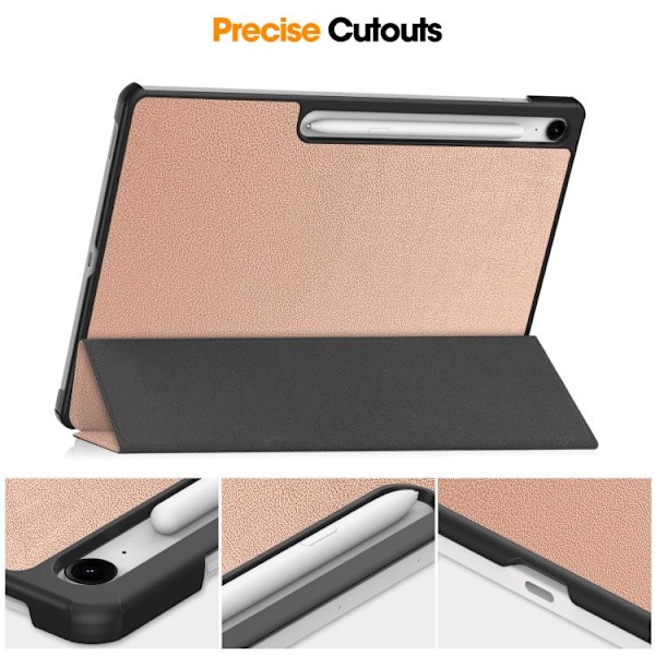 Samsung Galaxy Tab S10 FE+ Skal Custer Pure Color 3-Faldig Smart Läderfodral Roséguld