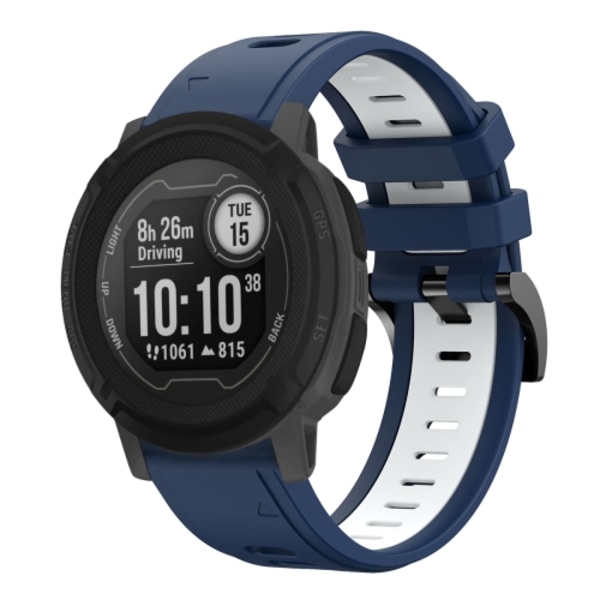 För Garmin Instinct 22 mm tvåfärgad watch i silikon Midnight Blue - White