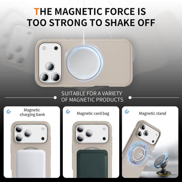 iPhone 18 Pro Max / iPhone 17 Pro Max Skal med C MagSafe Gear Holder Beige Grå