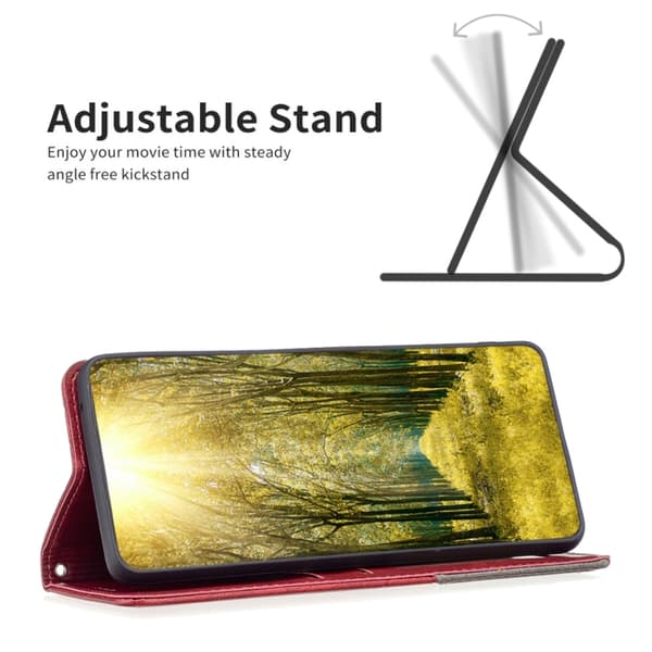 Redmi Note 14 Pro 5G / Note 14 Pro+ 5G Magnetiskt Läderfodral med Rhombus Textur Röd