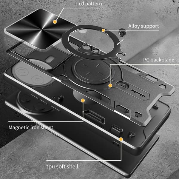 Redmi K80 - CD-texturert Glidande Camshield Magnetisk Mobilfodral Silver