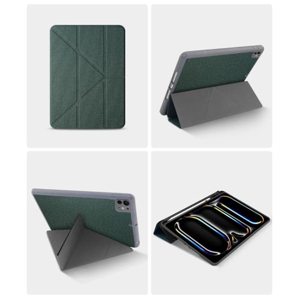iPad Pro 11 2024 - Mutural Multi-fold Smart Läderfodral Skal Grå