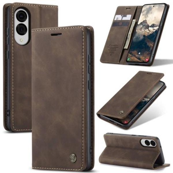 Samsung Galaxy S25 Edge 5G Skal CaseMe 013 Multifunktionell Horisontell Flip Läder Kaffe