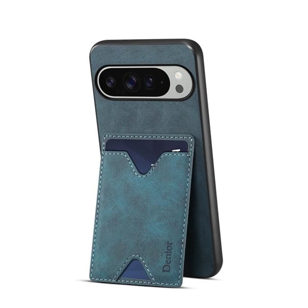 för Pixel 10 Pro XL Skal med Kortfack - Denior D06 PU Baksida Blå