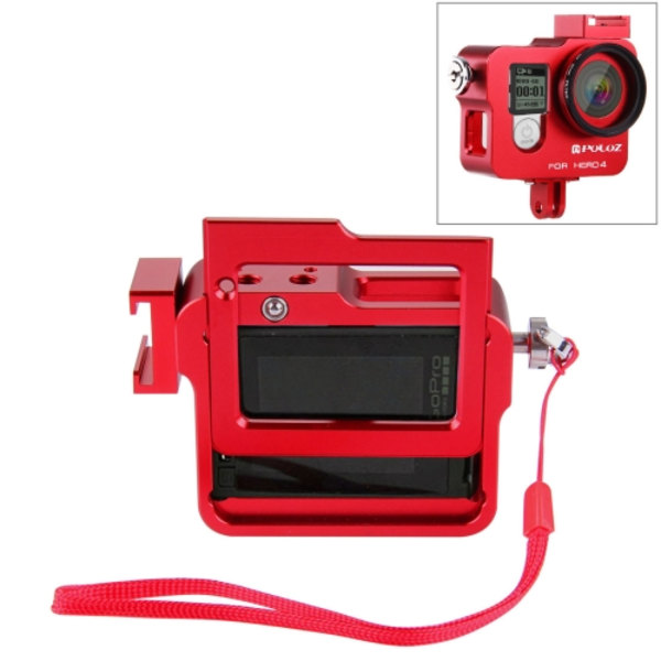 Hölje Skyddande fodral CNC Aluminiumlegering Skyddande bur med försäkringsram och UV-objektiv och objektivlock för GoPro HERO4