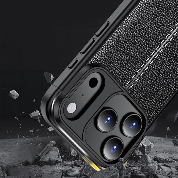 iPhone 18 Pro Max / iPhone 17 Pro Max Skal - Litchi-textur, Stöttålig TPU Blå