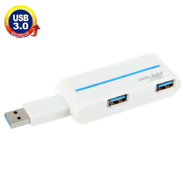 Fällbar USB 3.0 Hub med 4 portar - 180 Graders Rotering, Kompakt Design, Vit