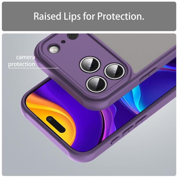 iPhone 18 Pro Max / iPhone 17 Pro Max Dun Series TPU Hybrid PC Frostad Skal Purpur