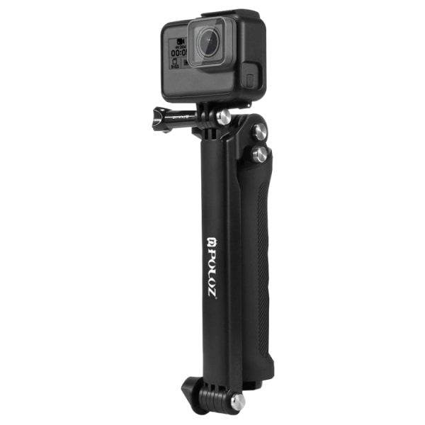 3-vägs grepp hopfällbar stativ selfie-stick förlängningsmonopod för GoPro, Insta360 ONE R, DJI Osmo Action och andra actionkameror, längd: 20-58 cm