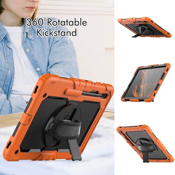 Samsung Galaxy Tab S8+ 12.4" SM-X800 Silikon + PC Tabletfodral Orange+Black