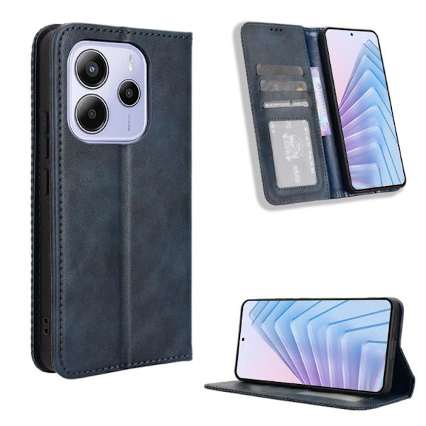 Redmi Note 14 4G - Magnetisk Spänne Retro Textur Läder fodral EU-version Blå