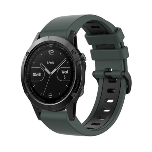 För Garmin Fenix ​​5 22 mm silikon watch i två färger Olive Green-Black