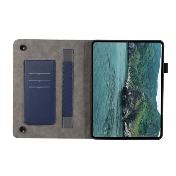 Samsung Galaxy Tab S5e T720 Litchi Textur Läderfodral Mörkblå
