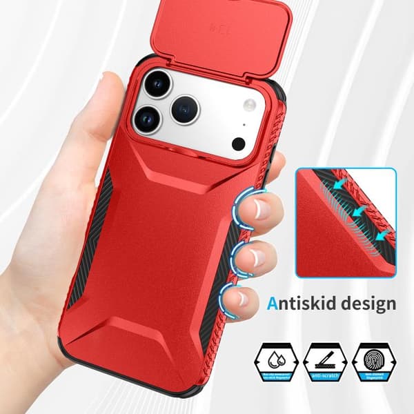 iPhone 18 Pro Max / iPhone 17 Pro Max Skal med Sliding Camshield Röd