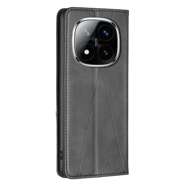 Redmi Note 14 Pro 5G / Note 14 Pro+ 5G Magnetiskt Läderfodral med Rhombus Textur Svart