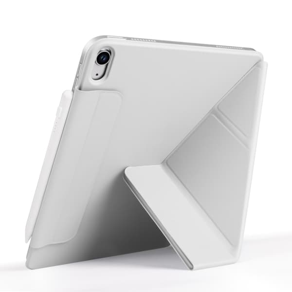 iPad mini 6 / mini 2024 Fodral i läder med fast spänne och magnetisk deformation Grå
